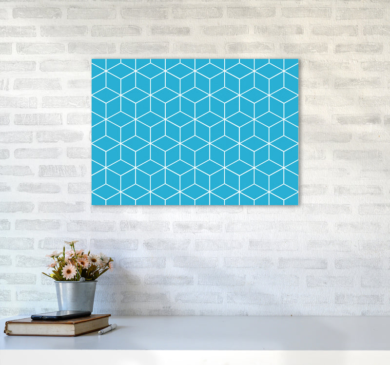 The Blue Cubes Art Print by Seven Trees Design A2 Black Frame