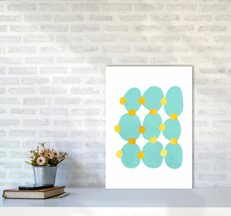 The Blue Islands Abstract Art Print by Seven Trees Design A2 Black Frame
