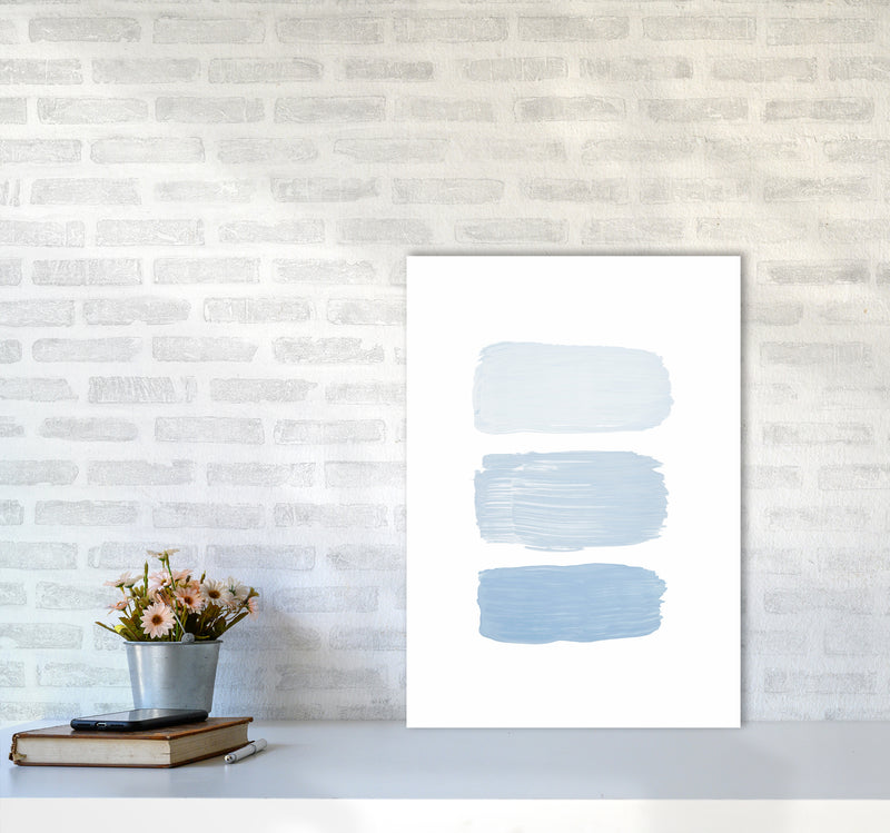 The Blue Strokes Abstract Art Print by Seven Trees Design A2 Black Frame