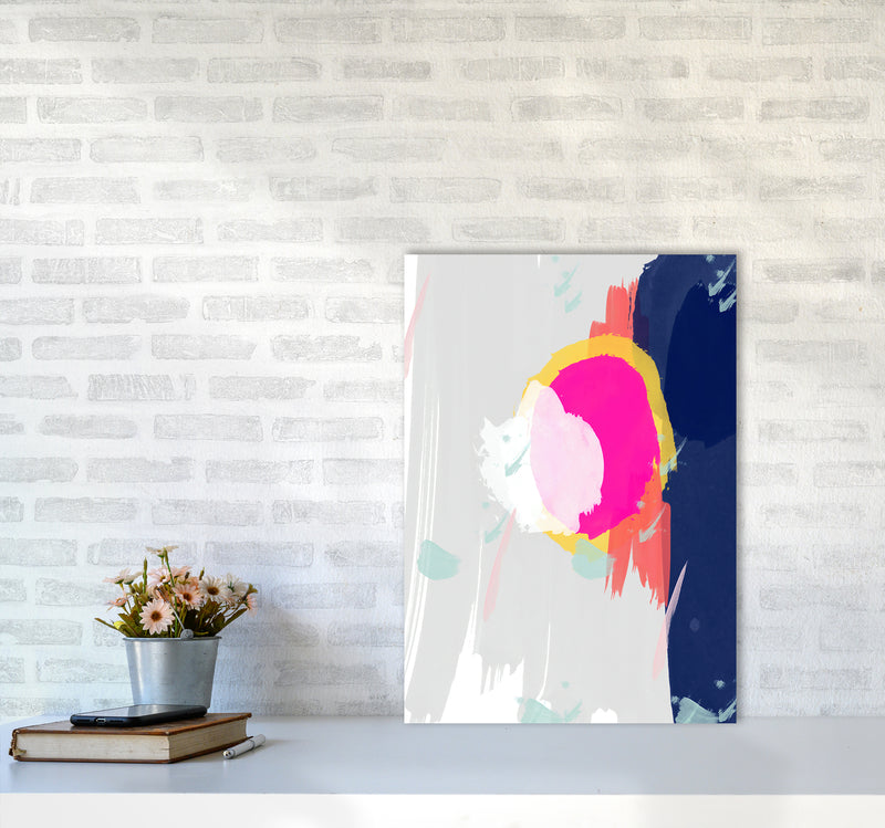 The Happy Paint Strokes Abstract Art Print by Seven Trees Design A2 Black Frame
