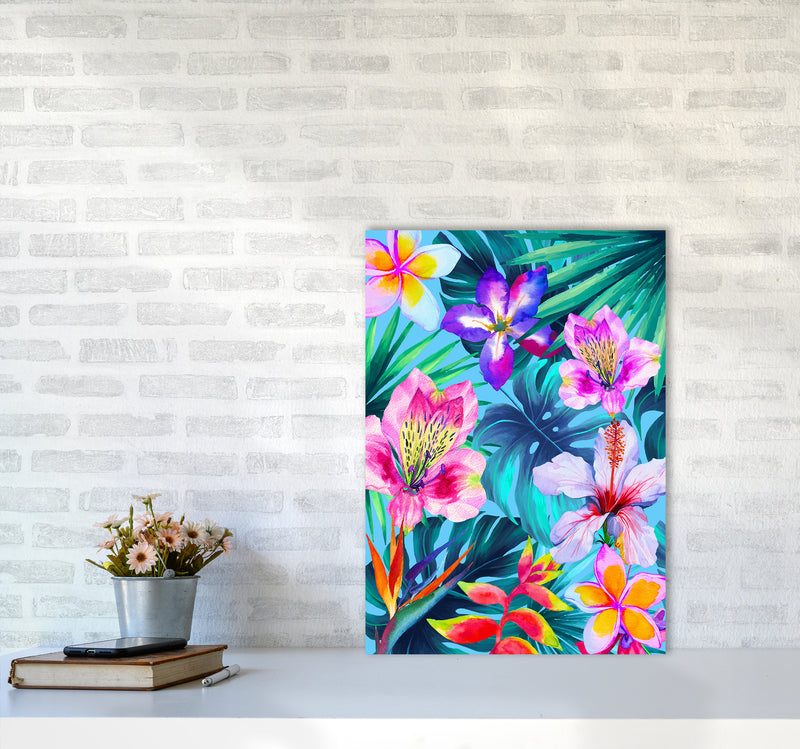 The Tropical Flowers Art Print by Seven Trees Design A2 Black Frame