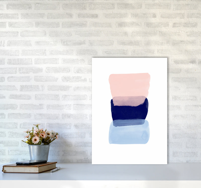 Three Colors Strokes Abstract Art Print by Seven Trees Design A2 Black Frame