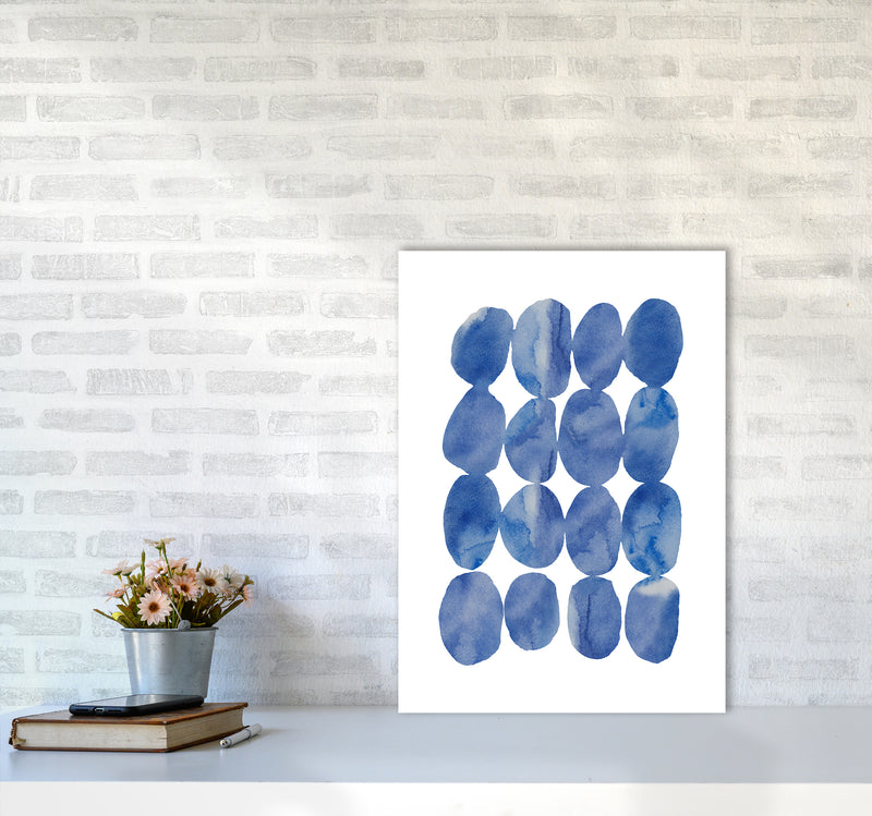 Watercolor Blue Stones Art Print by Seven Trees Design A2 Black Frame