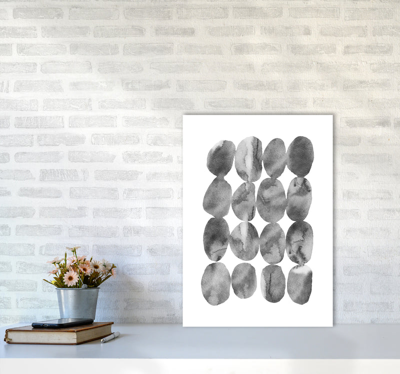 Watercolor Grey Stones Art Print by Seven Trees Design A2 Black Frame