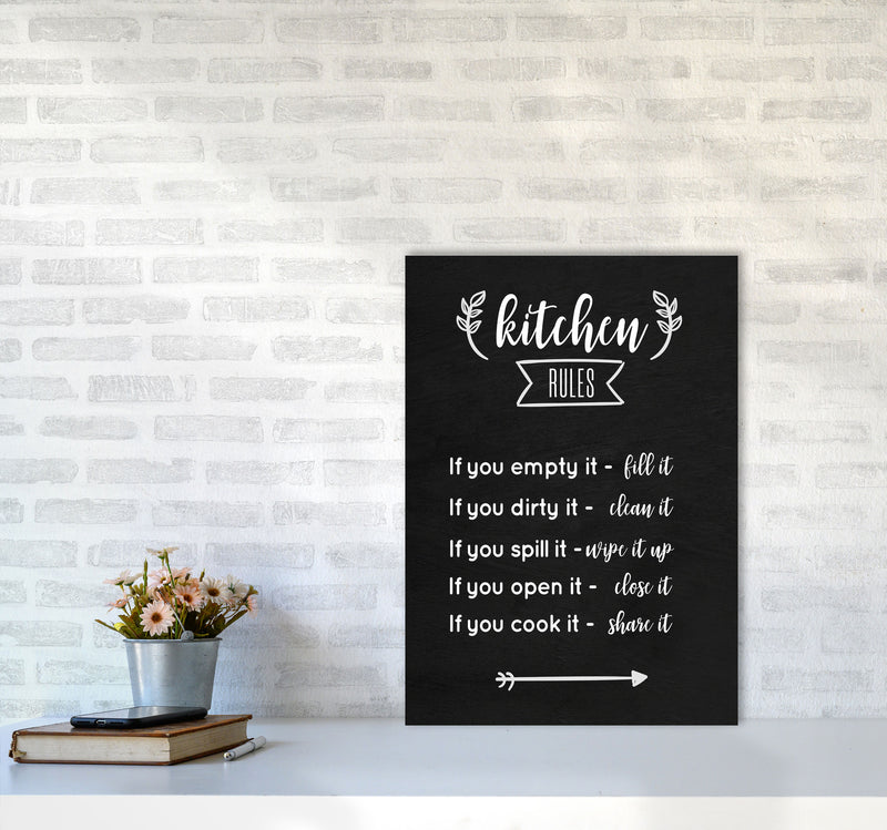 Kitchen rules Art Print by Seven Trees Design A2 Black Frame