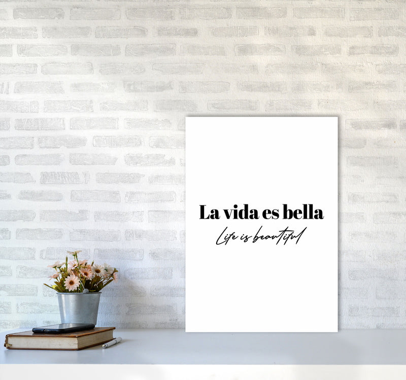 Life is beautiful in Spanish Art Print by Seven Trees Design A2 Black Frame