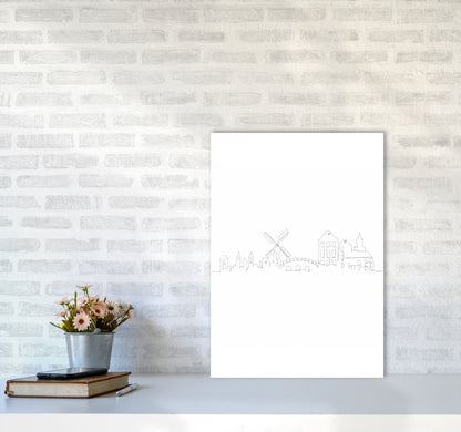 One Line Amsterdam Art Print by Seven Trees Design A2 Black Frame