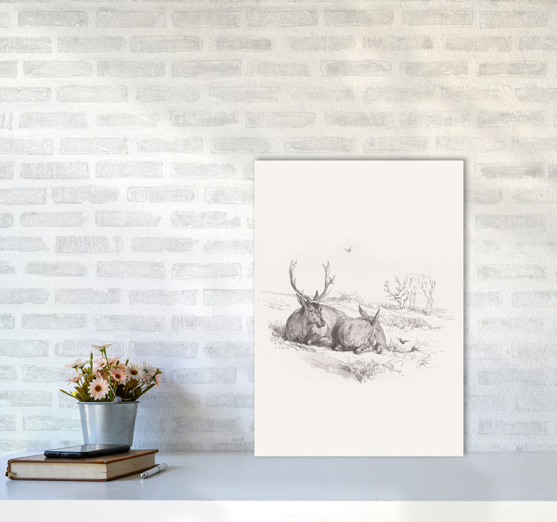 Reindeer Chilling Art Print by Seven Trees Design A2 Black Frame
