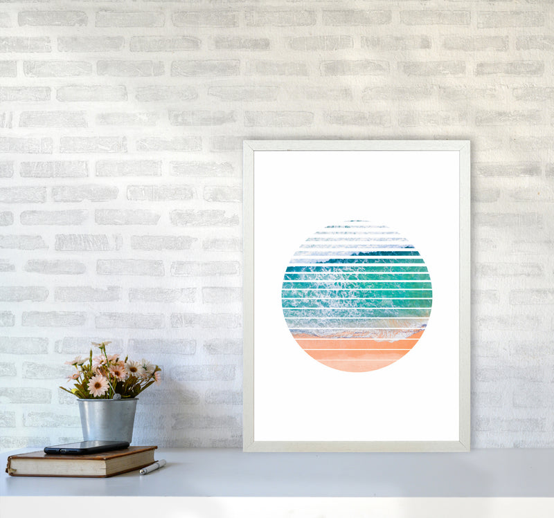 Geometric Ocean Art Print by Seven Trees Design A2 Oak Frame