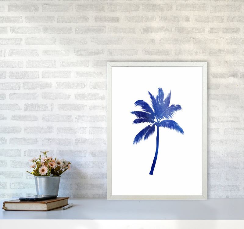 Blue Palm Tree Art Print by Seven Trees Design A2 Oak Frame
