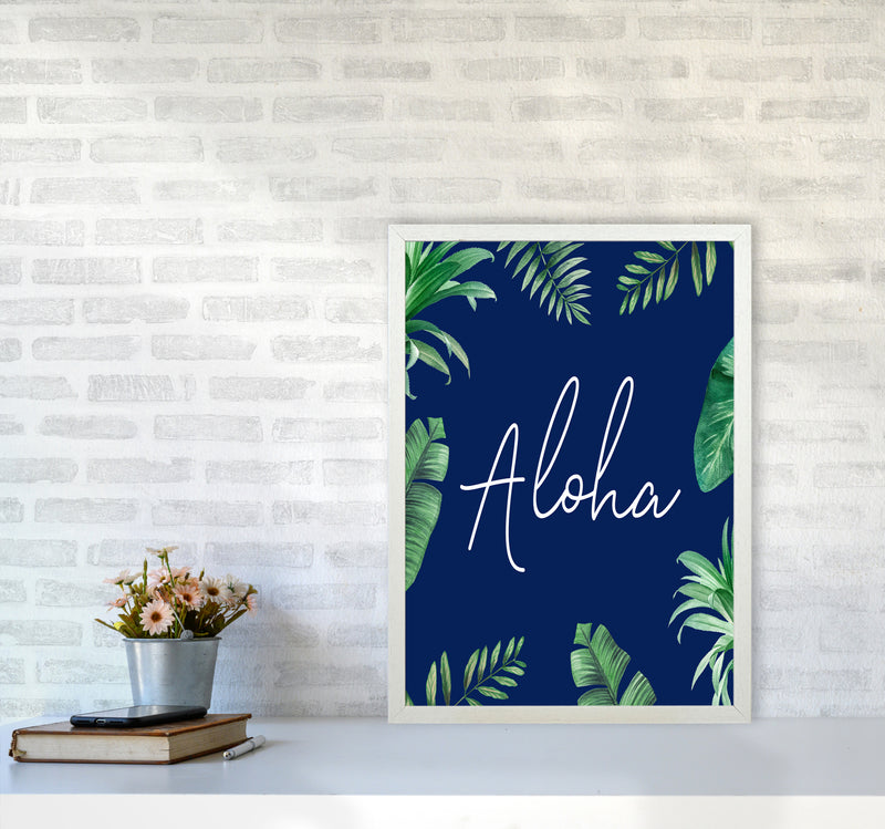 Aloha Botanical Art Print by Seven Trees Design A2 Oak Frame