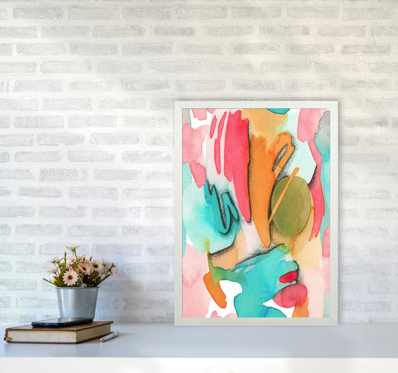 Abstract Watercolor Art Print by Seven Trees Design A2 Oak Frame