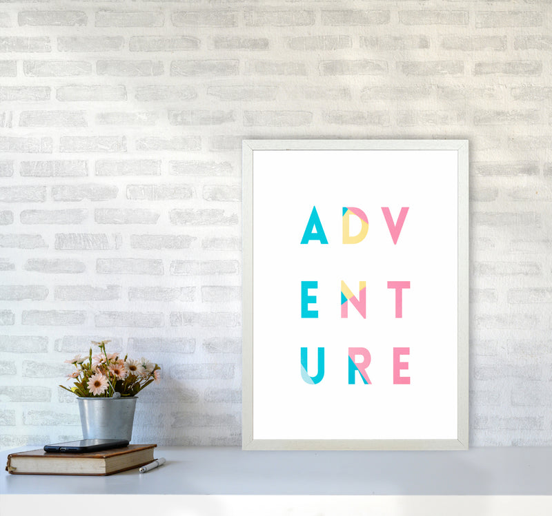 Adventure In Colors Quote Art Print by Seven Trees Design A2 Oak Frame