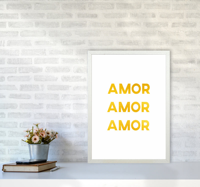 Amor Amor Amor Quote Art Print by Seven Trees Design A2 Oak Frame