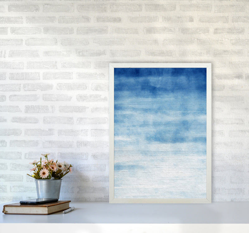 Abstract Blue Art Print by Seven Trees Design A2 Oak Frame