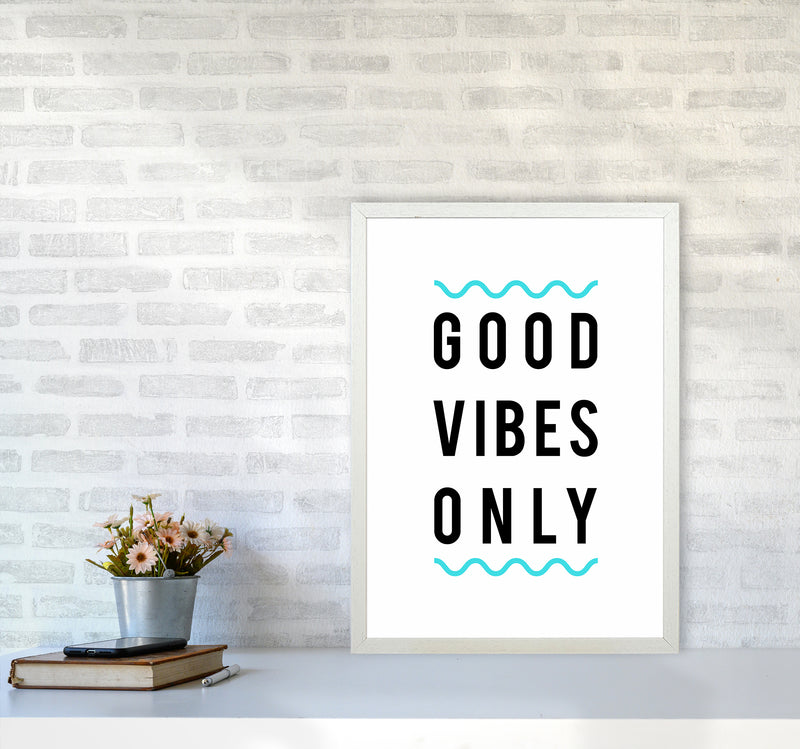 Good Vibes Only Quote Art Print by Seven Trees Design A2 Oak Frame