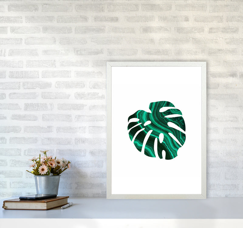 Green Marble Leaf I Art Print by Seven Trees Design A2 Oak Frame