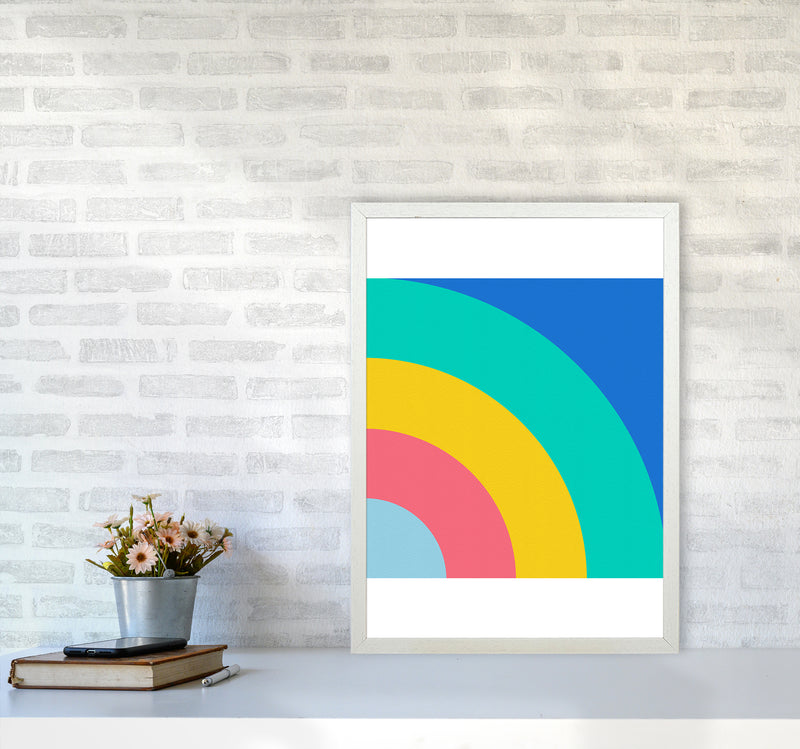 Happy shapes II Rainbow Art Print by Seven Trees Design A2 Oak Frame