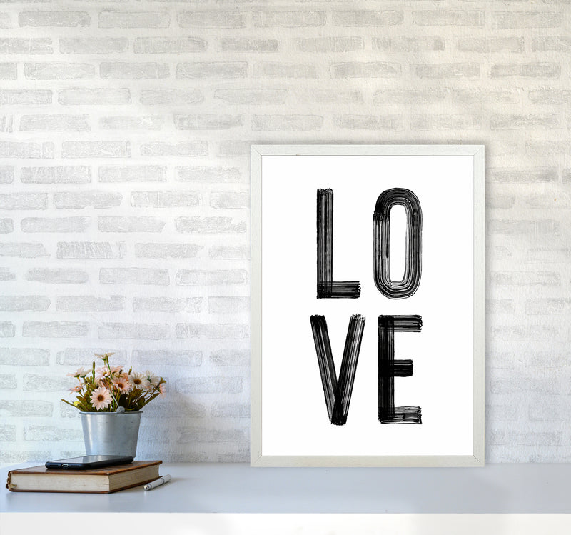 Love in Black Quote Art Print by Seven Trees Design A2 Oak Frame