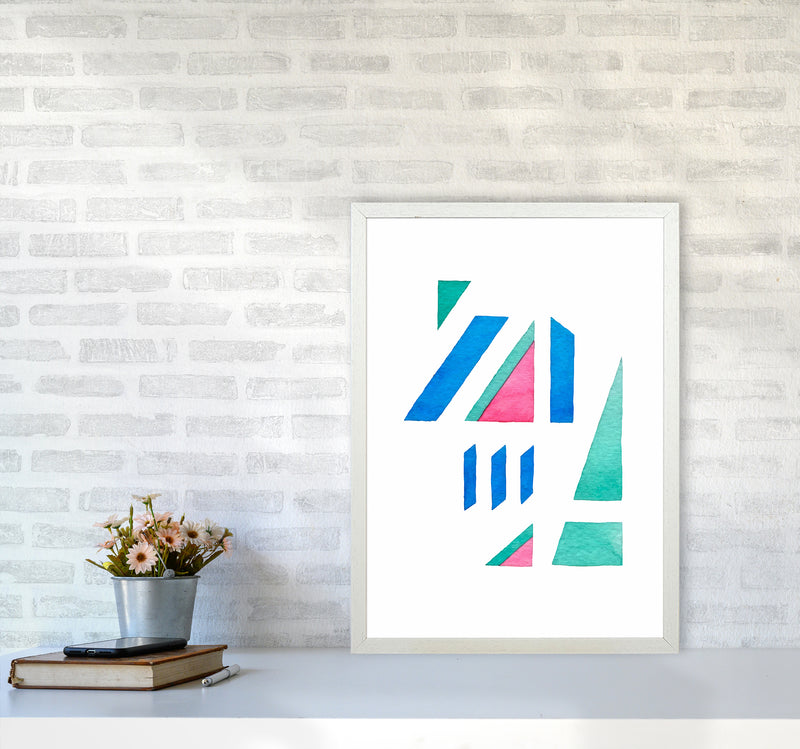 Modern Abstract Watercolor Art Print by Seven Trees Design A2 Oak Frame