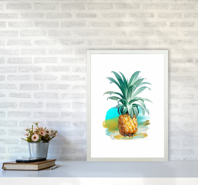 Modern Pineapple Kitchen Art Print by Seven Trees Design A2 Oak Frame
