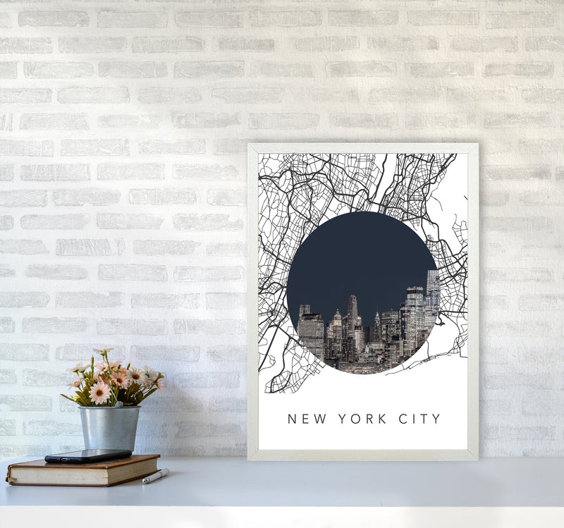 New York City Streets Collage Art Print by Seven Trees Design A2 Oak Frame