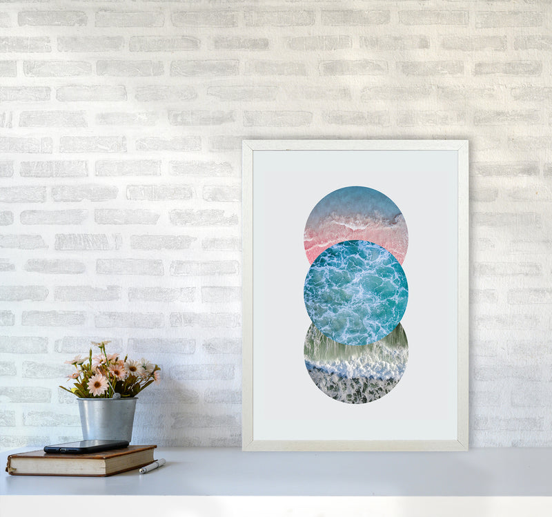 Ocean Circles Art Print by Seven Trees Design A2 Oak Frame