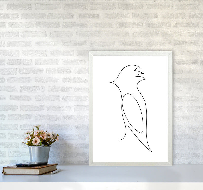 One Line Bird Art Print by Seven Trees Design A2 Oak Frame