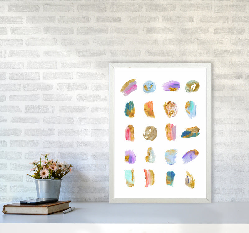 Painting Strokes Abstract Art Print by Seven Trees Design A2 Oak Frame