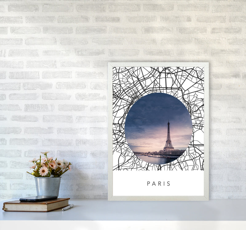 Paris Streets Collage Art Print by Seven Trees Design A2 Oak Frame