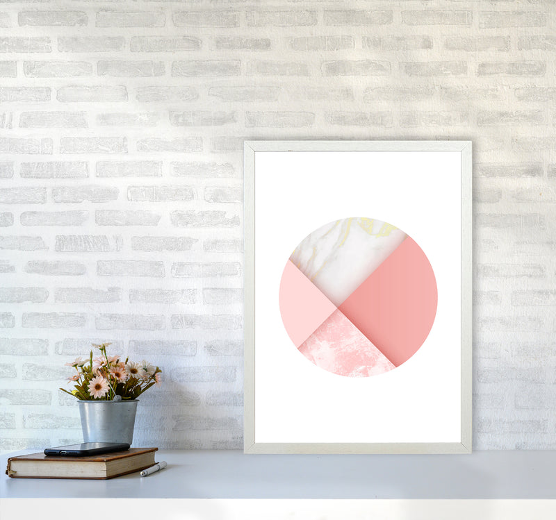 Pink Marble Circle III Abstract Art Print by Seven Trees Design A2 Oak Frame
