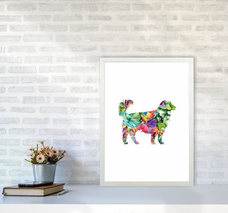 Succulents Dog Animal Art Print by Seven Trees Design A2 Oak Frame