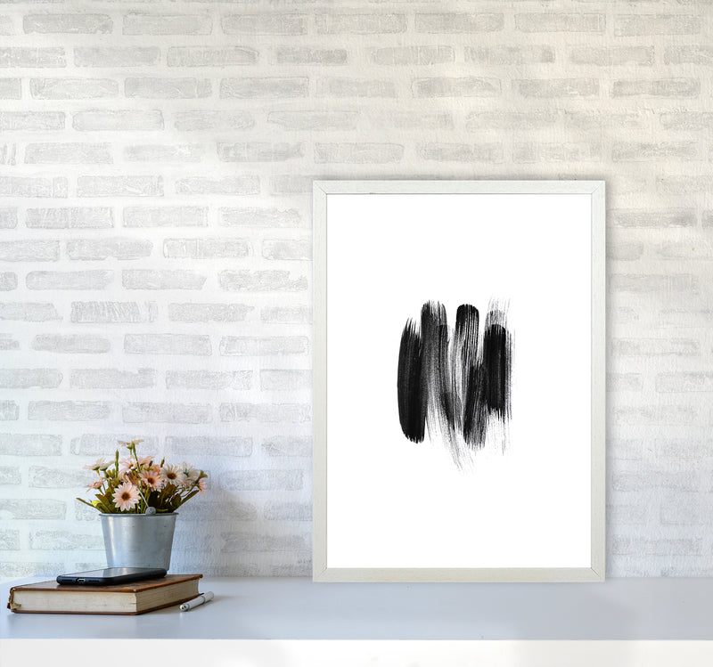 The Black Strokes Abstract Art Print by Seven Trees Design A2 Oak Frame