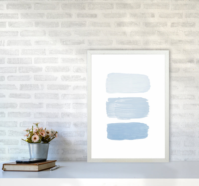 The Blue Strokes Abstract Art Print by Seven Trees Design A2 Oak Frame