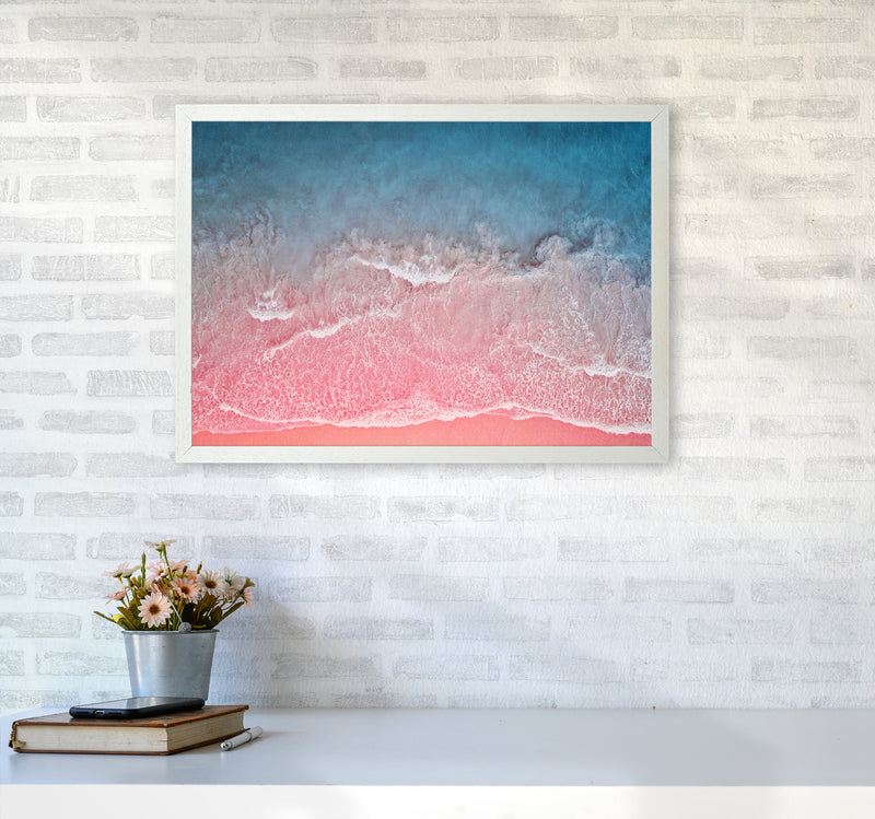 The Pink Ocean Photography Art Print by Seven Trees Design A2 Oak Frame