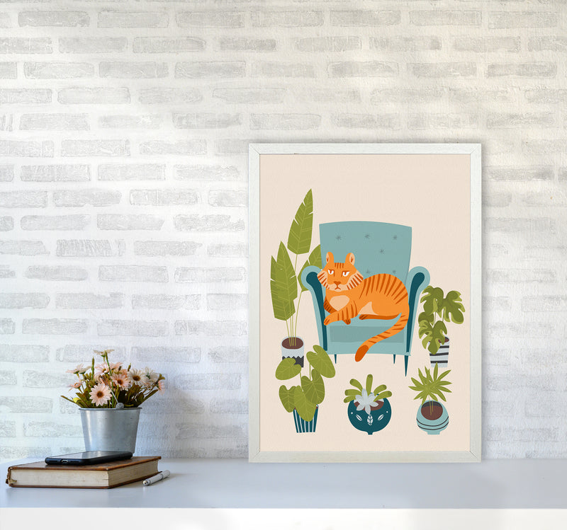 The Tiger of the city Art Print by Seven Trees Design A2 Oak Frame