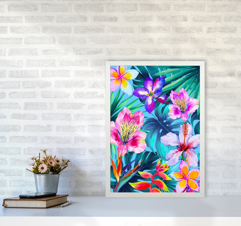 The Tropical Flowers Art Print by Seven Trees Design A2 Oak Frame