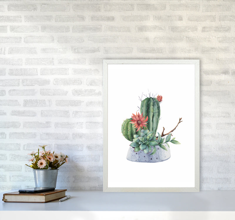 The Watercolor Cactus Art Print by Seven Trees Design A2 Oak Frame