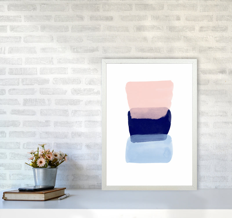 Three Colors Strokes Abstract Art Print by Seven Trees Design A2 Oak Frame