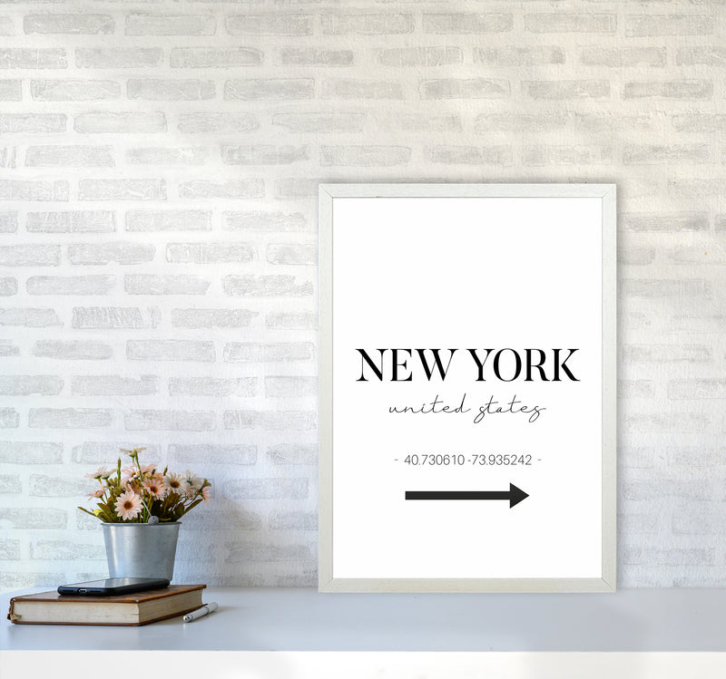 To New York Sign Art Print by Seven Trees Design A2 Oak Frame