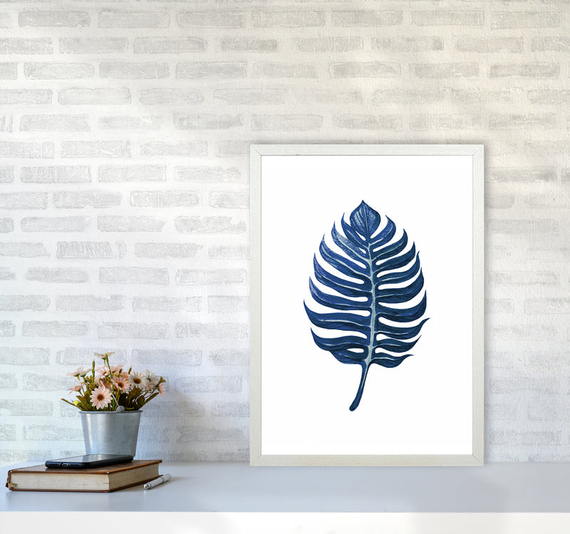 Watercolor Blue Leaf II Art Print by Seven Trees Design A2 Oak Frame