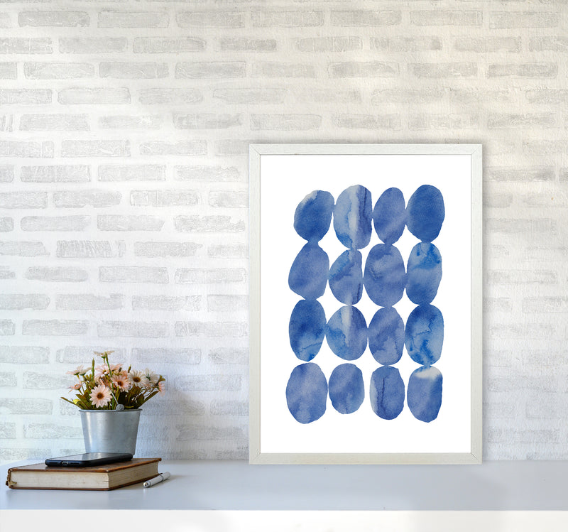 Watercolor Blue Stones Art Print by Seven Trees Design A2 Oak Frame