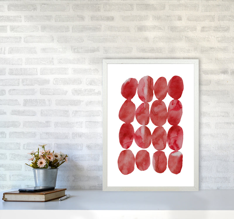 Watercolor Red Stones Art Print by Seven Trees Design A2 Oak Frame
