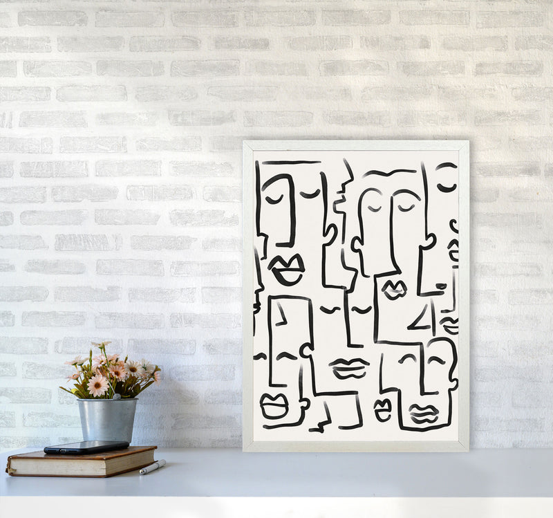 Faces Drawing Art Print by Seven Trees Design A2 Oak Frame