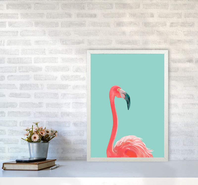 Flamingo In The Sky Art Print by Seven Trees Design A2 Oak Frame