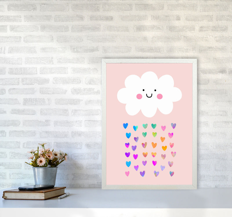 Happy Cloud Art Print by Seven Trees Design A2 Oak Frame