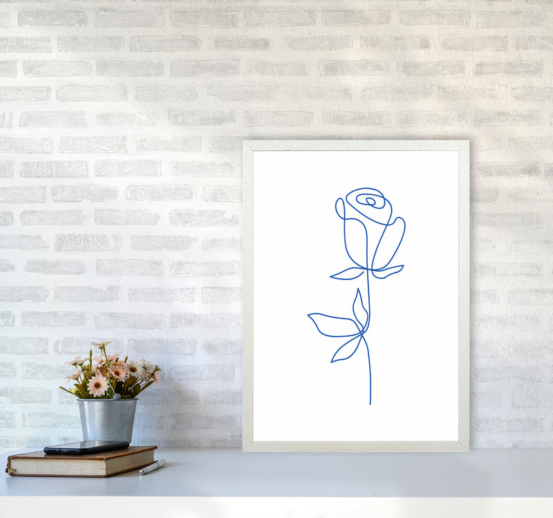 One Line Flower Art Print by Seven Trees Design A2 Oak Frame