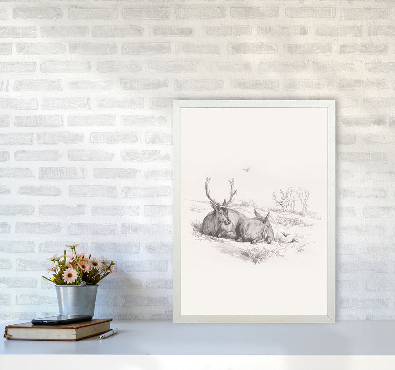 Reindeer Chilling Art Print by Seven Trees Design A2 Oak Frame
