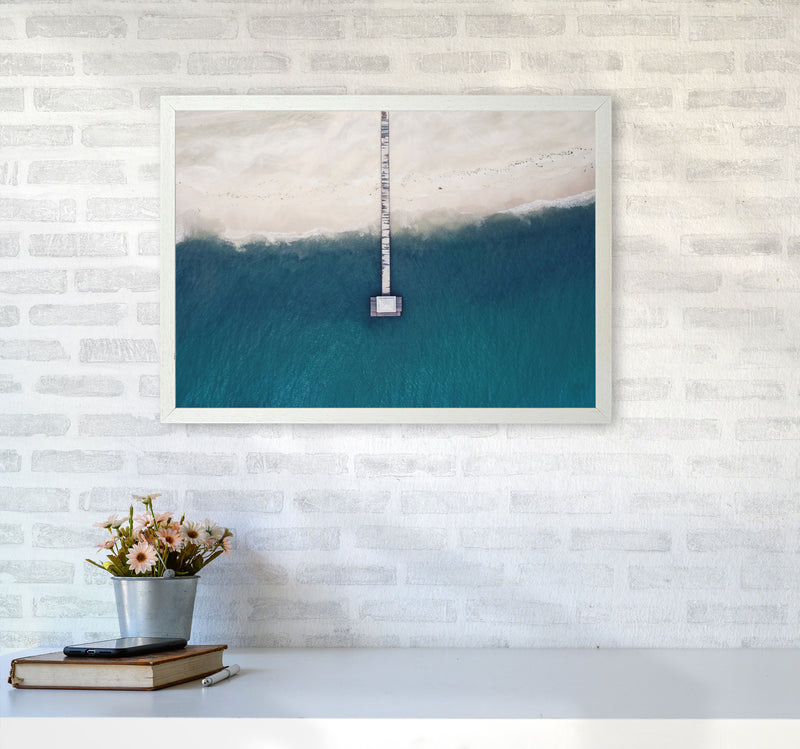 The bay from the sky Art Print by Seven Trees Design A2 Oak Frame