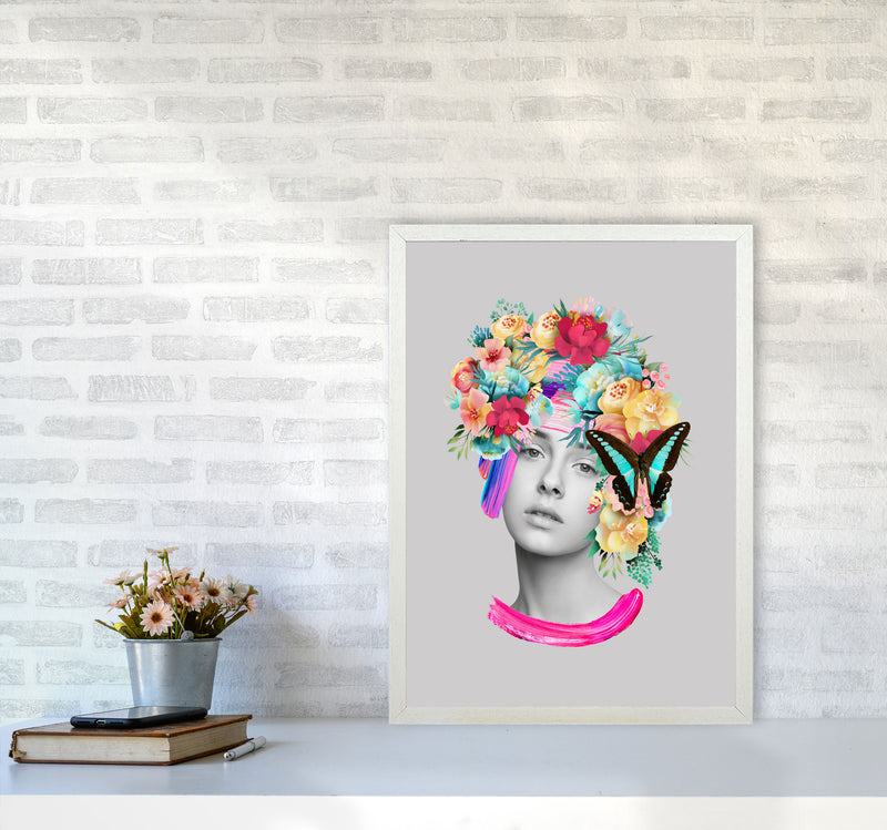 The Girl and the Butterfly Art Print by Seven Trees Design A2 Oak Frame
